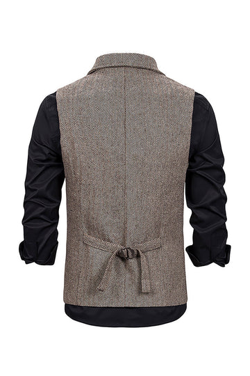 brun tweed single breasted hakket jakke menns dress vest
